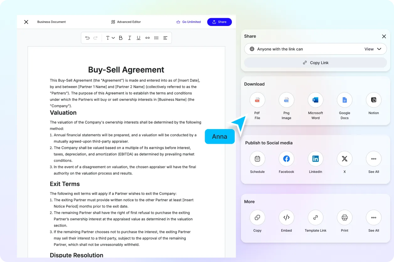 Free AI Business Document Generator, Free Business Document Maker Online